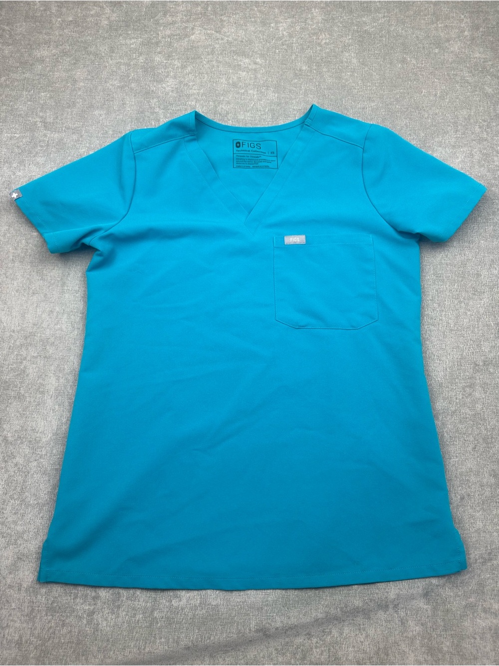 Figs Catarina One Pocket Scrub Top Womens Size XS in blue